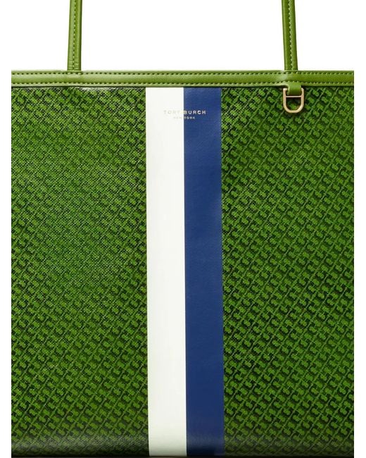 Tory Burch Green Racer Tote Bag