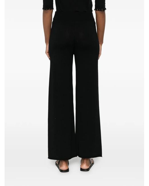 Philo-Sofie Cashmere Black Ribbed Wide-Leg Trousers