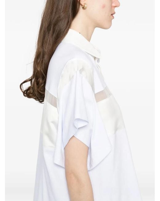 Sacai White Sheer Panel Shirt