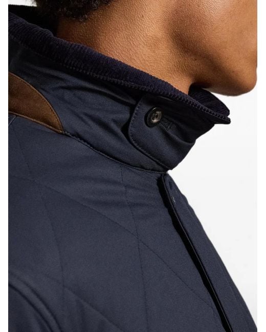 Polo Ralph Lauren Blue Diamond-Quilted Corduroy-Collar Coat for men