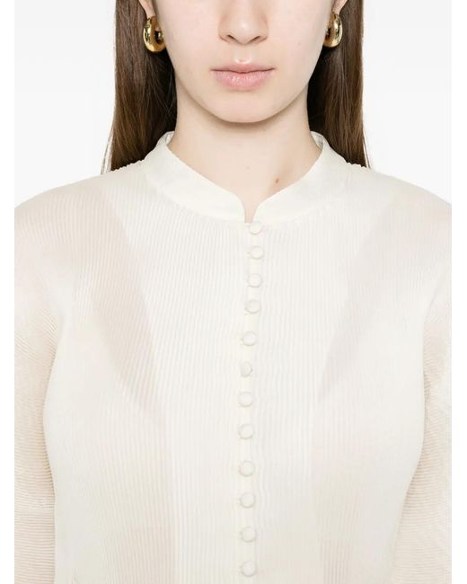 Blusa Con Bolsillo De Parche Y Botón Rohe de color White