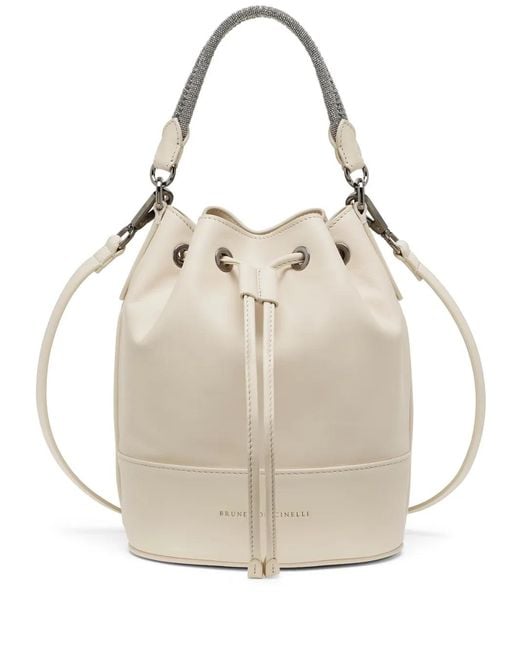 Brunello Cucinelli Natural Bucket Bag With Logo