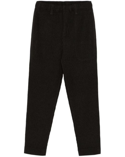 Homme Plissé Issey Miyake Black Kersey Pleats Trousers for men
