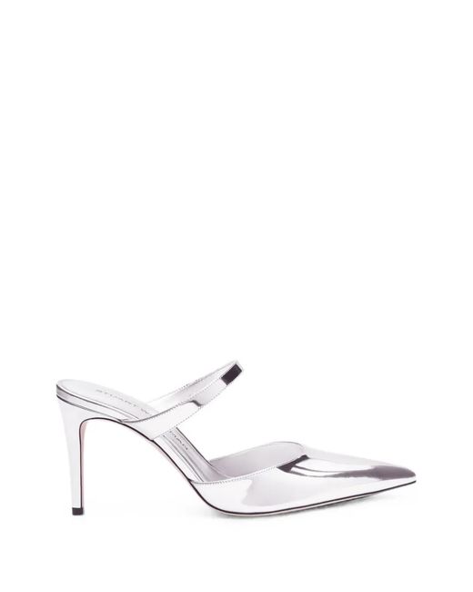 Stuart Weitzman White Stuart Power Pointed-Toe Mules