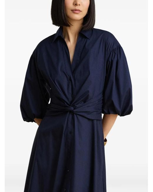 Ralph Lauren Blue Twist-Front Midi Dress