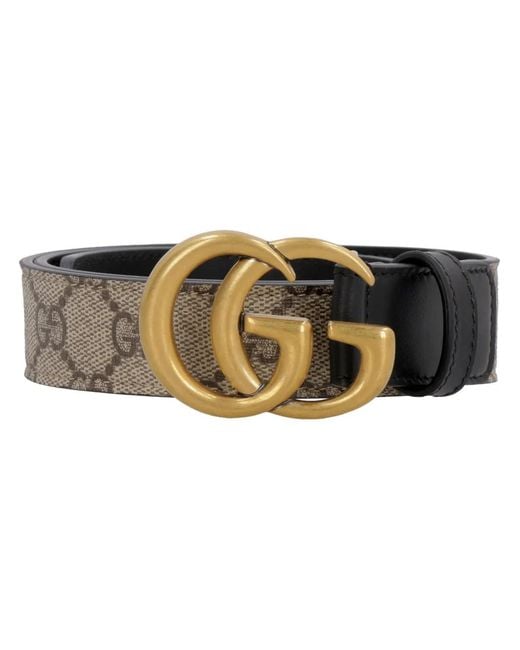 Gucci Black GG Supreme Canvas & Leather Belt