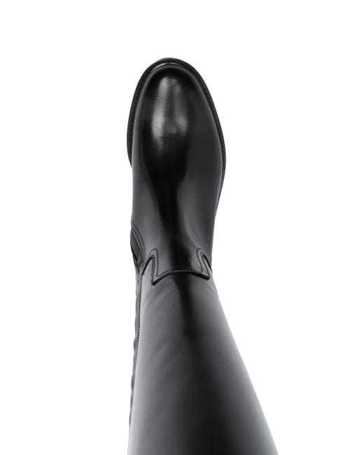 Doucal's Black Buckled Knee-High Boots