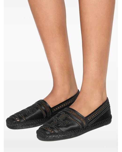Tory Burch Black Open Weave Espadrilles