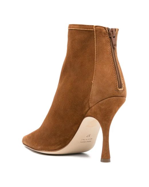 Anna F. Brown Pointed Zip Boots