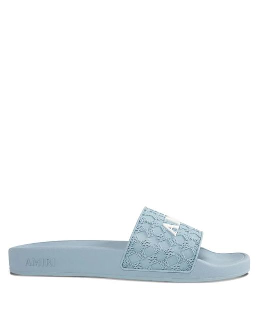 Sandali Slides Ma Quad Con Logo Goffrato di Amiri in Blue da Uomo
