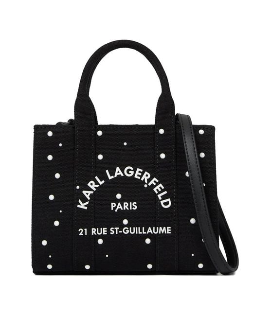 Karl Lagerfeld Black Mini Sac Cabas Rue St Guillaume À Perles