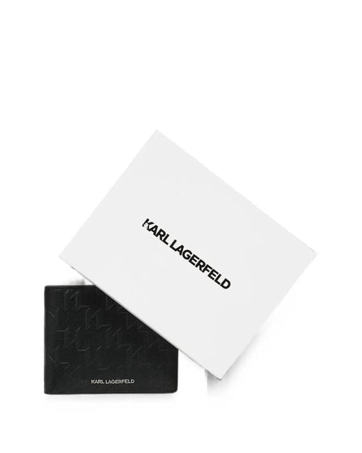 Karl Lagerfeld Black Monogram Perforated Wallet for men