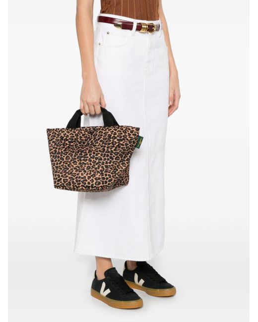 Herve Chapelier Medium Leopard-Print Tote Bag in Black | Lyst