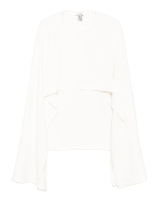 Goen.J White Ribbed Cape Top