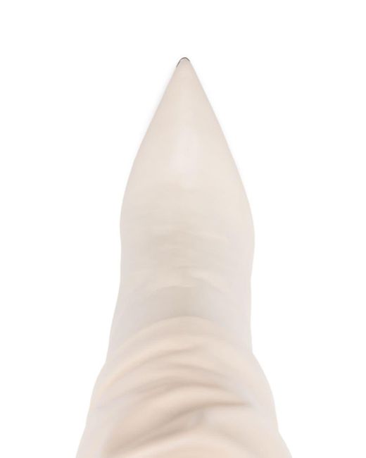 Le Silla White 120mm Ruched Leather Boots
