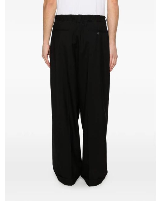 Marni Black Cuffed Pleated Trousers for men