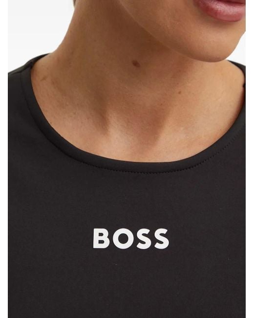 Boss T-Shirt Met Mesh Vlak in het Black