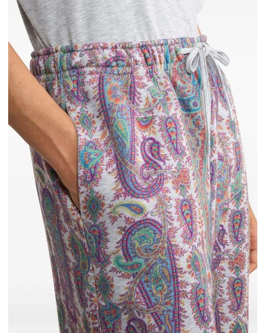 Etro Multicolor Cotton Jogging Trousers With Paisley Foliage Motif