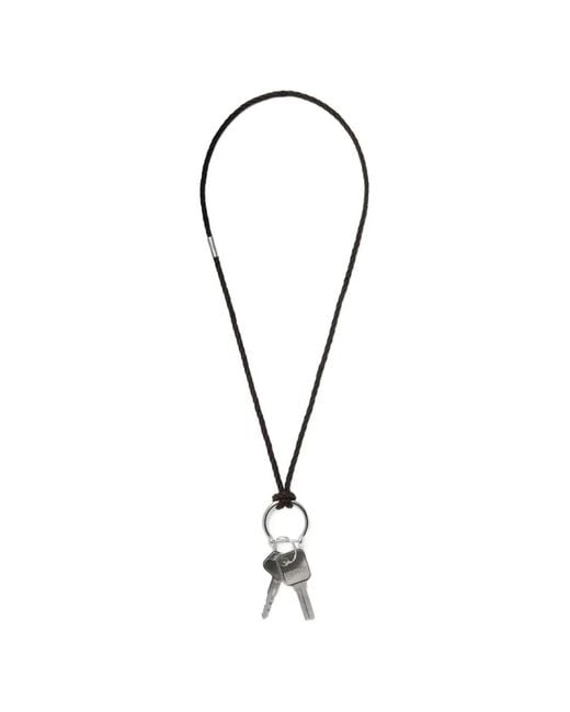 Lemaire White Keyring Necklace With Braided Recycled Leather Cord
