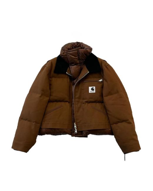 Sacai Brown X Carhartt Wip Collared Puffer Jacket