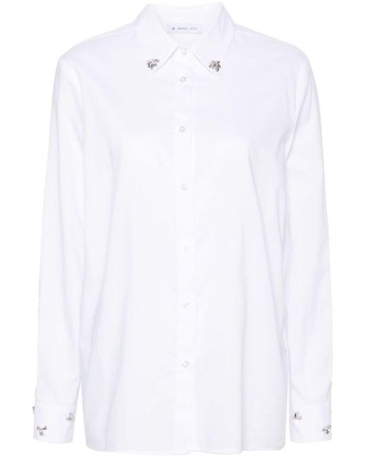 Manuel Ritz White Rhinestone-embellished Cotton Shirt