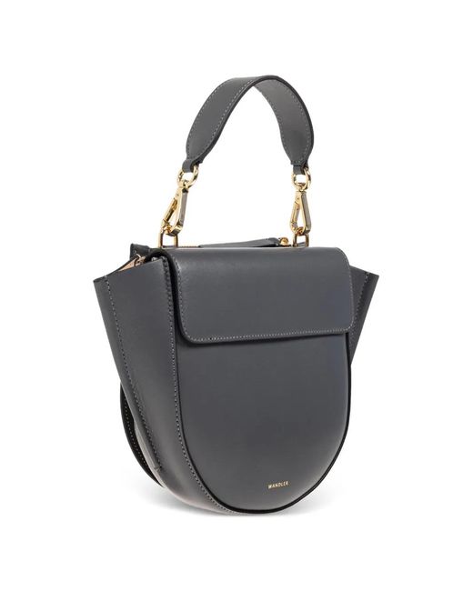 Wandler Black Mini Hortensia Flap Top Handle Tote Bag