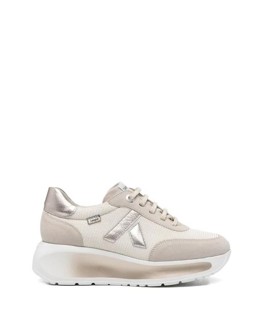 Callaghan White Metallic Lace-Up Sneakers