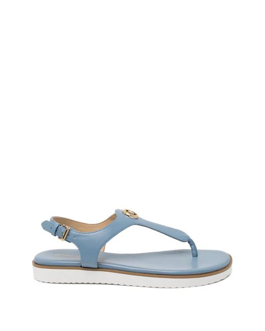 Michael Kors Blue Logo-Patched Val Thong Sandals