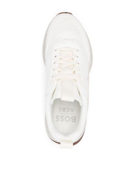 Boss White Speckled-Sole Sneakers