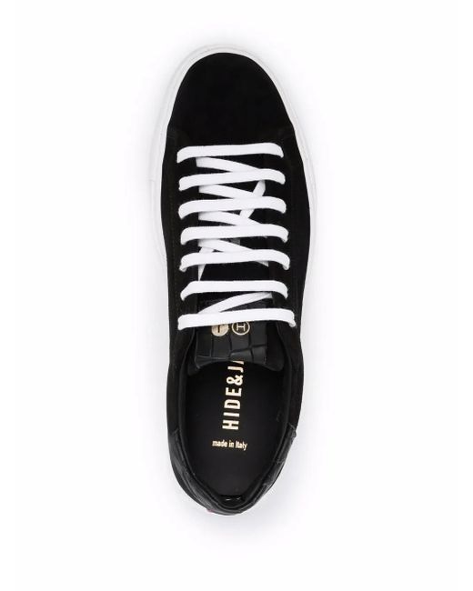 HIDE & JACK Black Panelled Lace-Up Sneakers for men