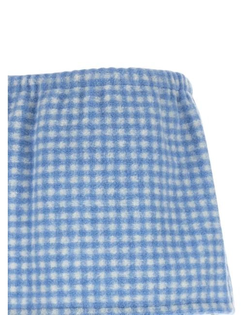 Miu Miu Blue Vichy Fleece Mini Skirt