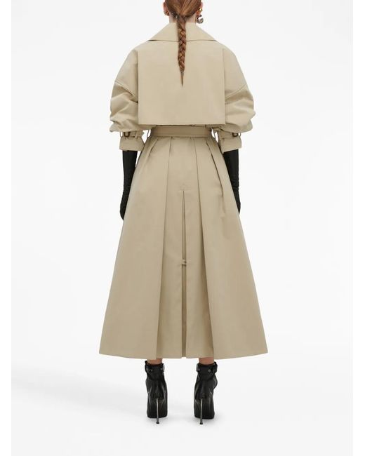 McQueen Natural Long Belted Cotton Trench Coat