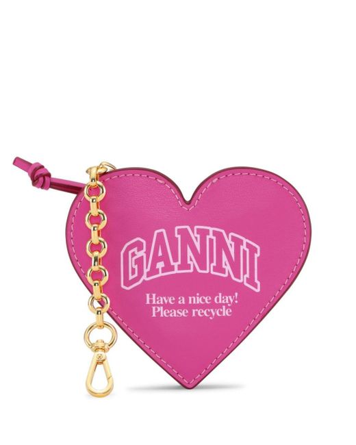Portafoglio Funny Heart con stampa di Ganni in Pink