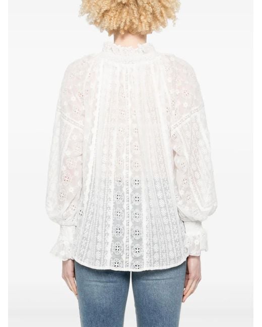 Alice + Olivia White Norah Bluse