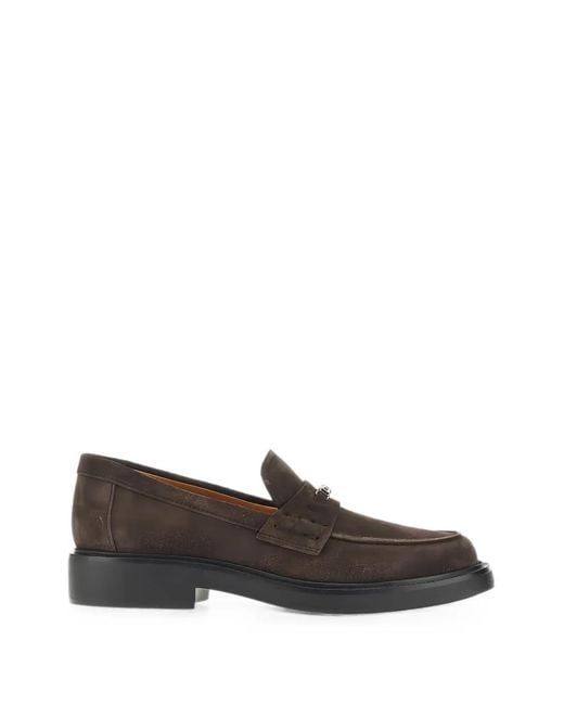 Tod's Brown Logo-Plaque Suede Loafers