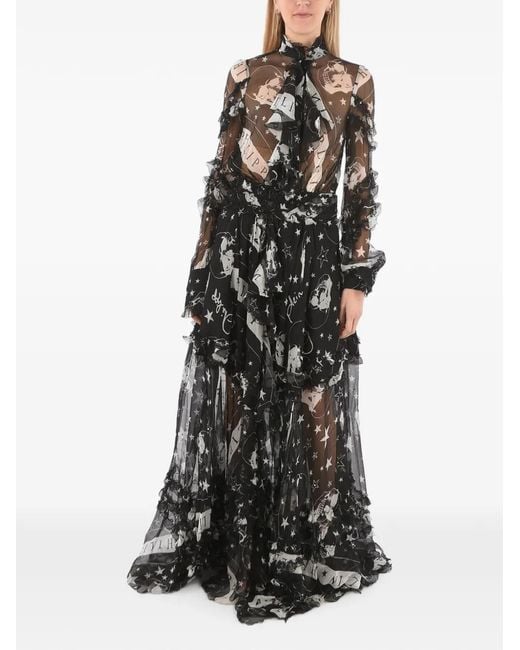 Philipp Plein Black Silk Maxi Dress