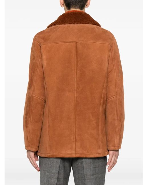 Tagliatore Brown Shearling Coat for men