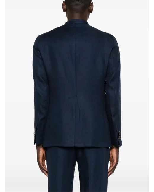 Tagliatore Blue Single-Breasted Linen Blazer for men