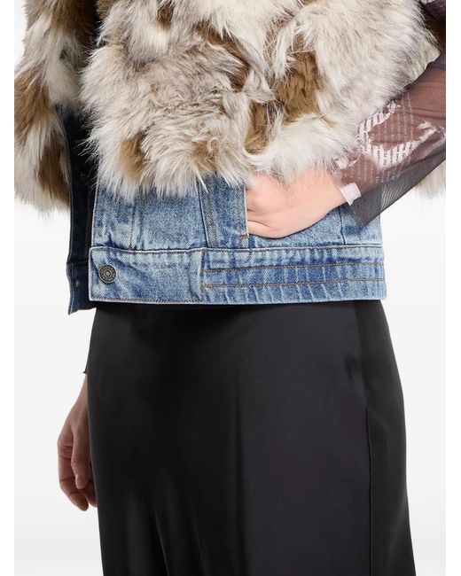 Desigual Gray Faux-Fur Panelled Gilet