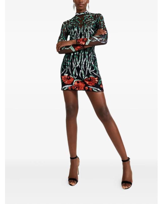 Temperley London Gray Sequin-Embellished Mini Dress
