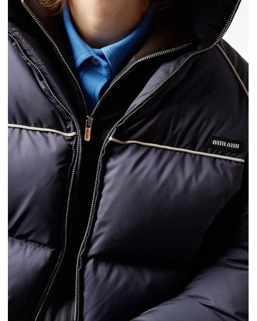 Veste Matelassée À Liserés Contrastants Miu Miu en coloris Blue