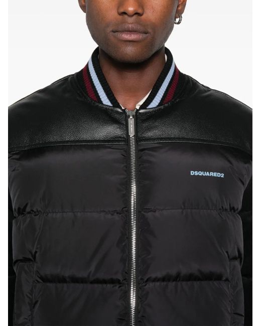 DSquared² Black Mixed Puffer Bomber for men