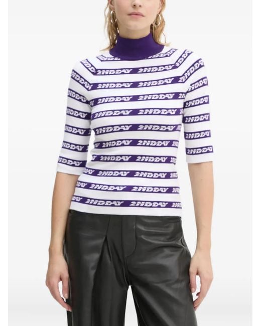 Day Birger et Mikkelsen White Striped Roll-Neck Knitwear