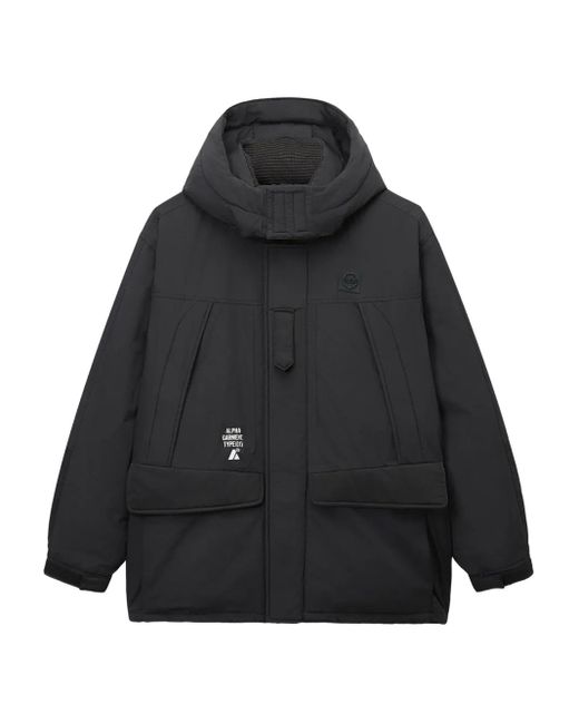 Alpha Industries Black Hooded Padded Jacket for men