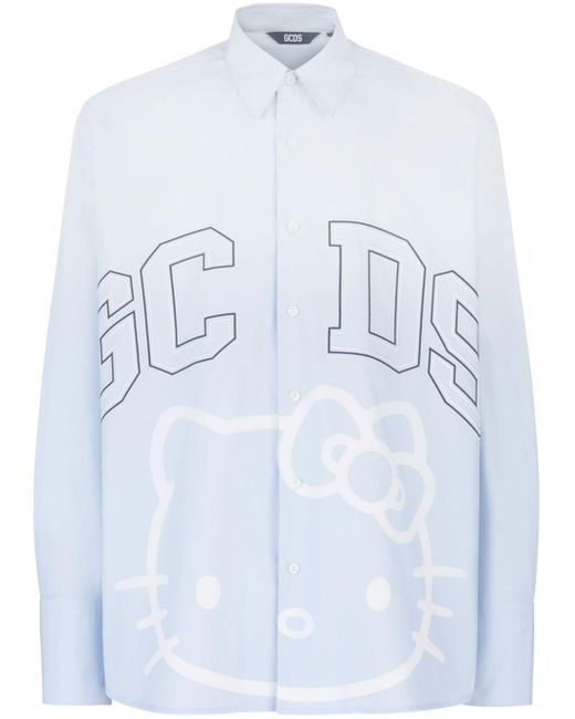 Gcds X Hello Kitty Overhemd Met Logoprint in het Blue voor heren