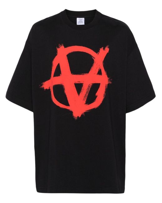 Vetements Black Reverse Anarchy Cotton T-shirt