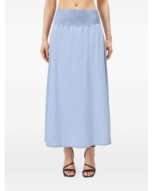 Drykorn Blue Noriel Shirred-Waist Maxi Skirt