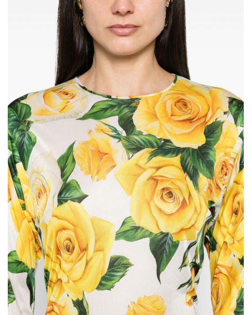 Blouse fleurie à manches longues Dolce & Gabbana en coloris Yellow