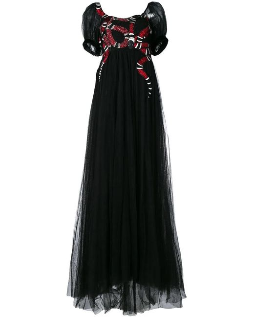 snake embroidered dress Crystal-Snake Strapless Gown Black / Large main image 0