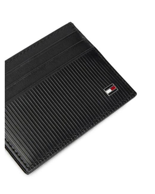 Tommy Hilfiger Black Flag-Plaque Ribbed Card Holder for men